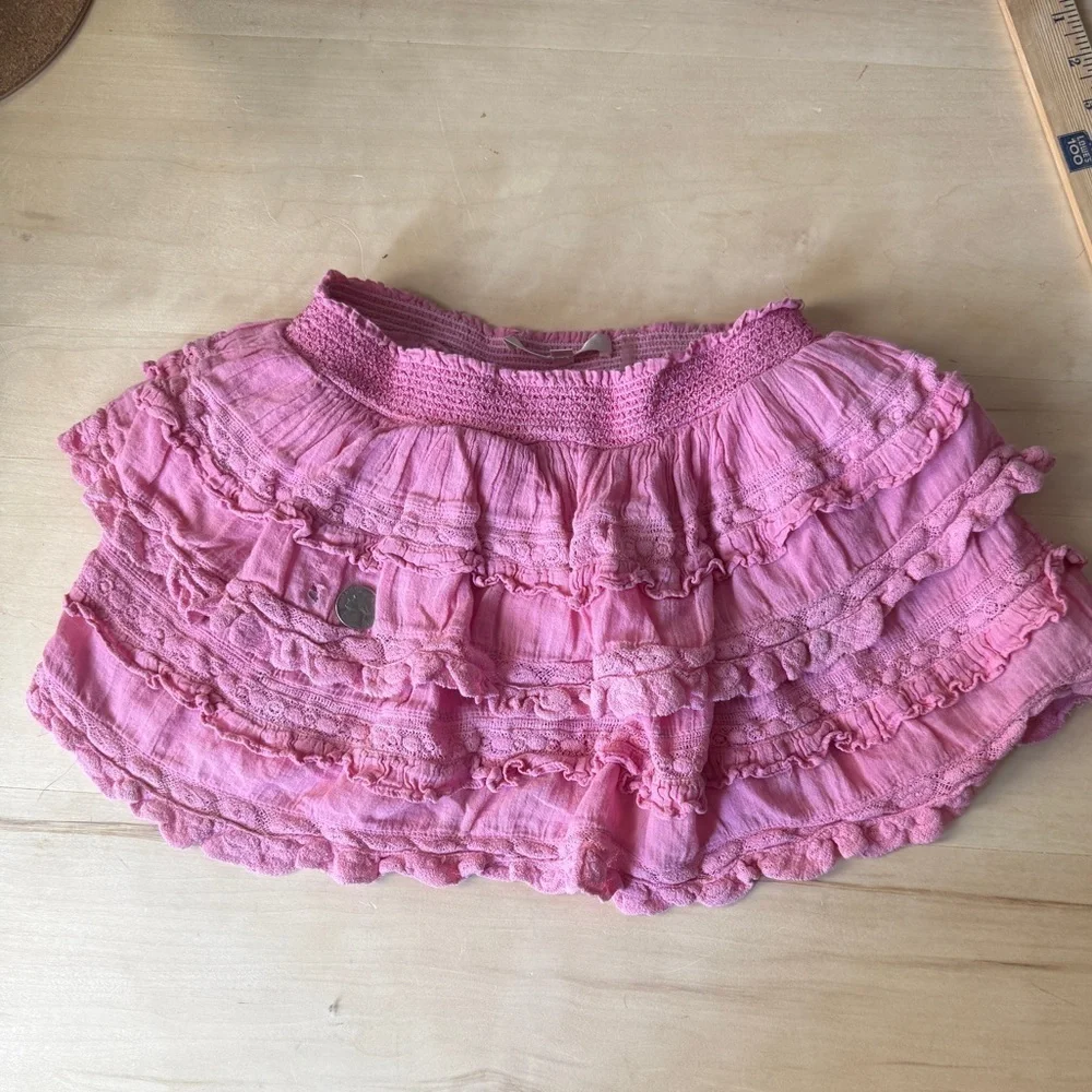 LoveShackFancy Girls Billie Tiered Skirt - Pink  7/8